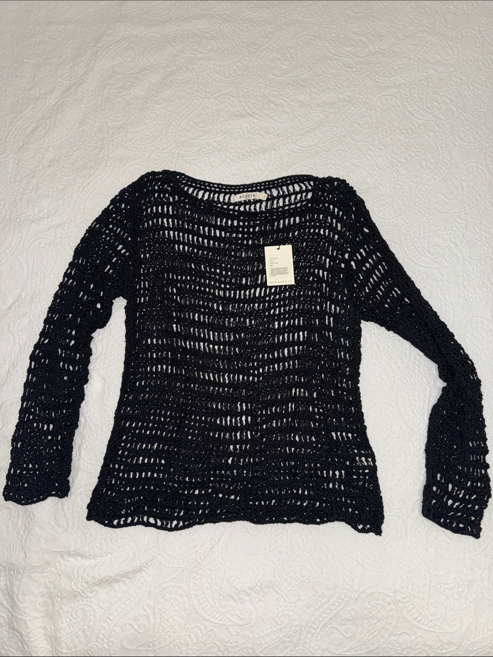 Acacia swimwear Crochet Knit Sweater - Black
